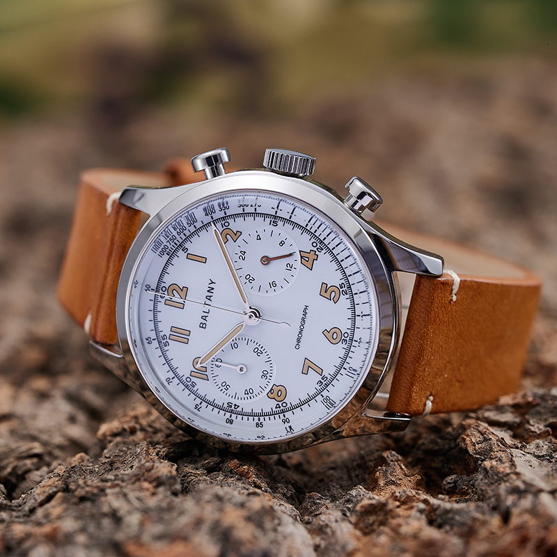 Wristwatches Baltany Quartz Chronograph Watches 39mm Panda Dial 5ATM Water Resistant Retro Super Luminous Vintage Watch 221128