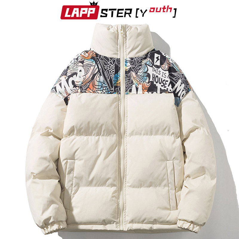 Mens Down Parkas LAPPSTERYouth Men Harajuku Casual Vintage Winter Jacket Thick Streetwear Puffer Man Korean Fashion Bubble Coat 221129