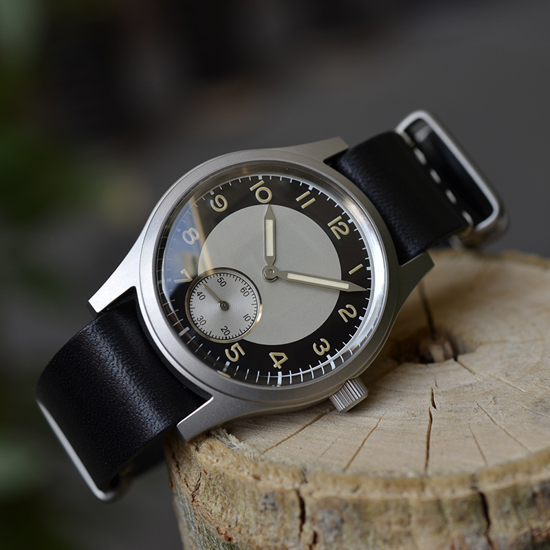 Wristwatches Baltany Tuxedo Retro Watch 36mm Sub Second 60s Mini Dress Watches Stainless Steel Leather Strap Wristwatch 221128