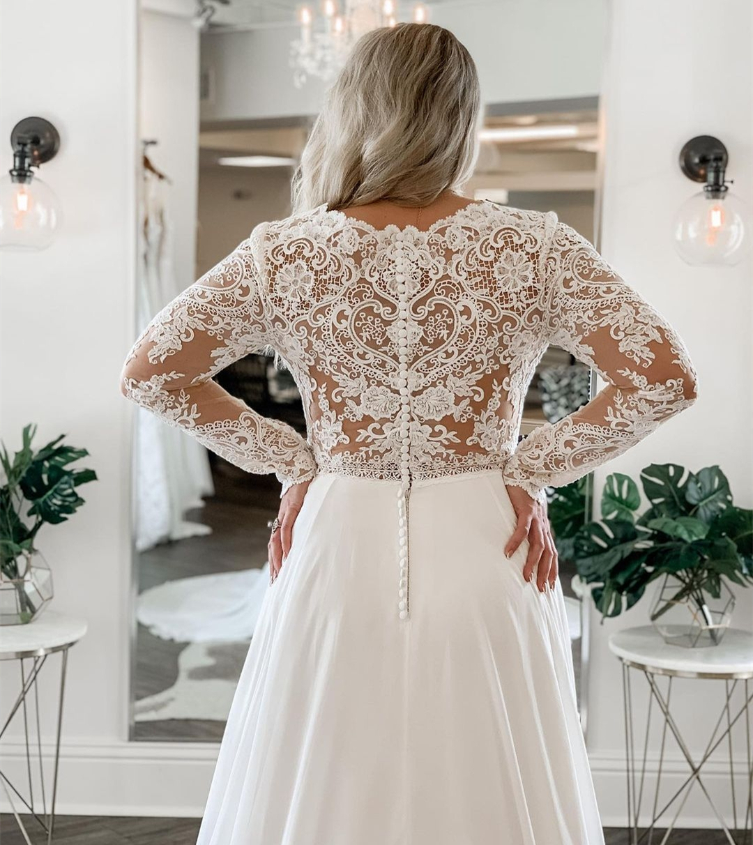 Plus Size Wedding Dress Long Sleeve or Length Chiffon Lace Appliques Bridal Gown De Mariee Simple Big Elegant Robe