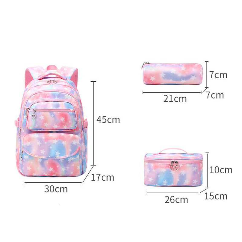 Backpacks 3 Pcs Set School Backpack for Girls Bags Children Waterproof Kids Bookbag Pencil Case Mochila Infantil Lunchbox 221129
