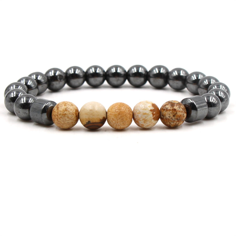 Natural Stone 8mm Hematite Howlite Malachite Tiger eye Beaded Bracelet Bangles Bracelets for Women Yoga Jewelry