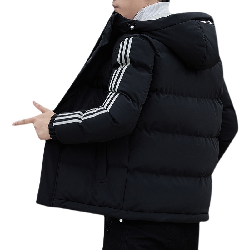 Mens Jackets Winter Men Male Coats Thicken Warm Hooded Striped Wholesale Clothing Fashion Street Outwear Youth Boy 5XL 221129