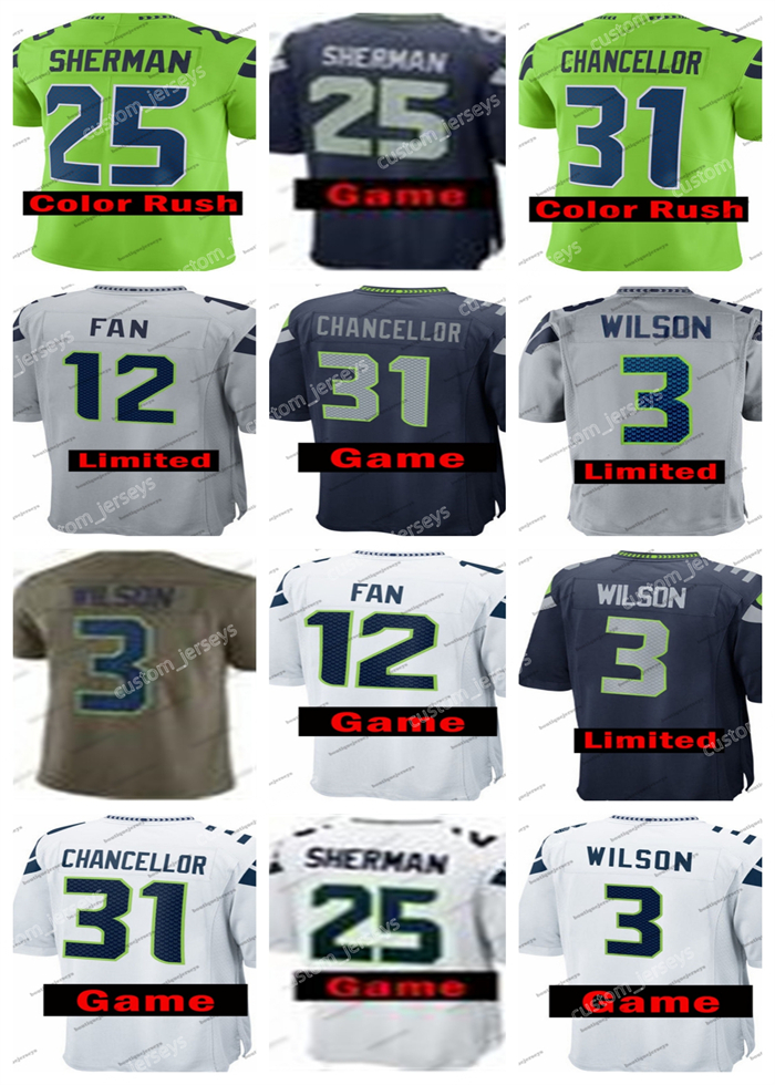 Seattle''Seahawks''Men Jersey 3 Russell Wilson 12 Fan 25 Richard Sherman 31 Kam Chancellor Vapor Untouchable Limited Color''NFL''Rush Jerseys
Seattle''Seahawks''Men Jersey 3 Russell Wilson 12 Fan 25 Richard Sherman 31 Kam Chancellor Vapor Untouchable Limited Color''NFL''Rush Jerseys