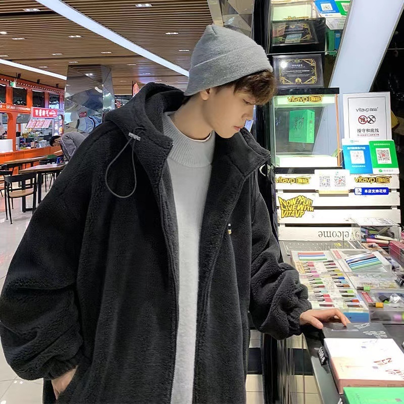 Mens Down Parkas Jacket Men Korean Hooded Padded Casual Coat Autumn Winter Lamb Wool Fashion Preppy Style Loose Vintage 221129
