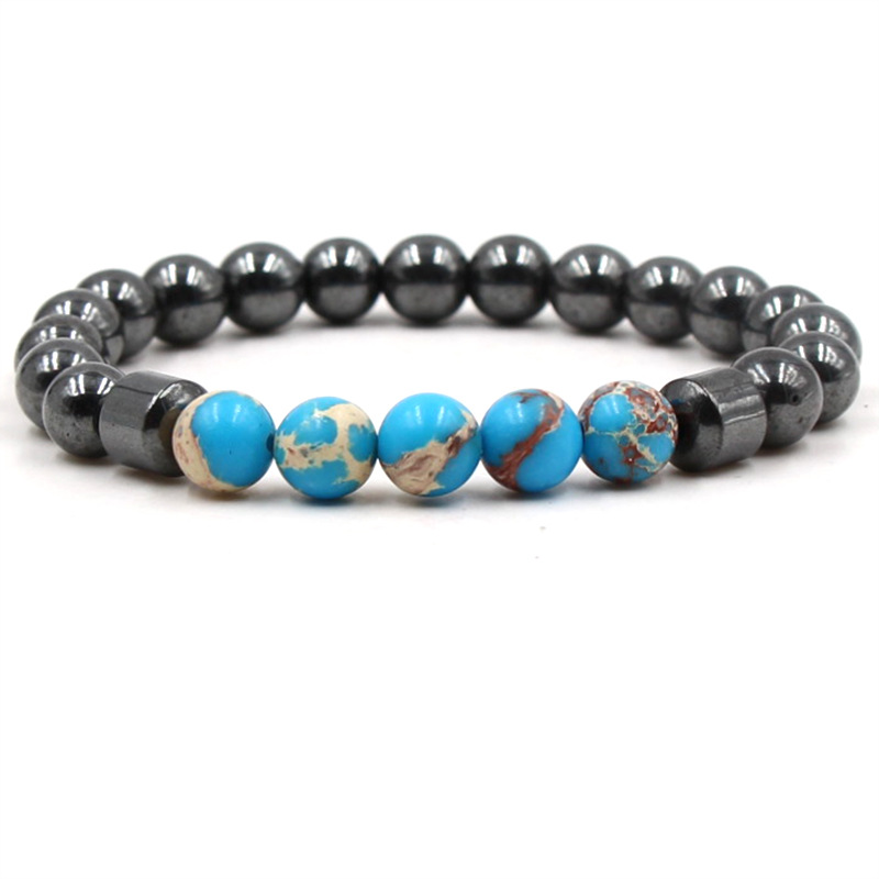 8mm Hematite Imperial Jasper Beads Bracelet Bangles Women Men Bracelets for Women Yoga Jewelry
