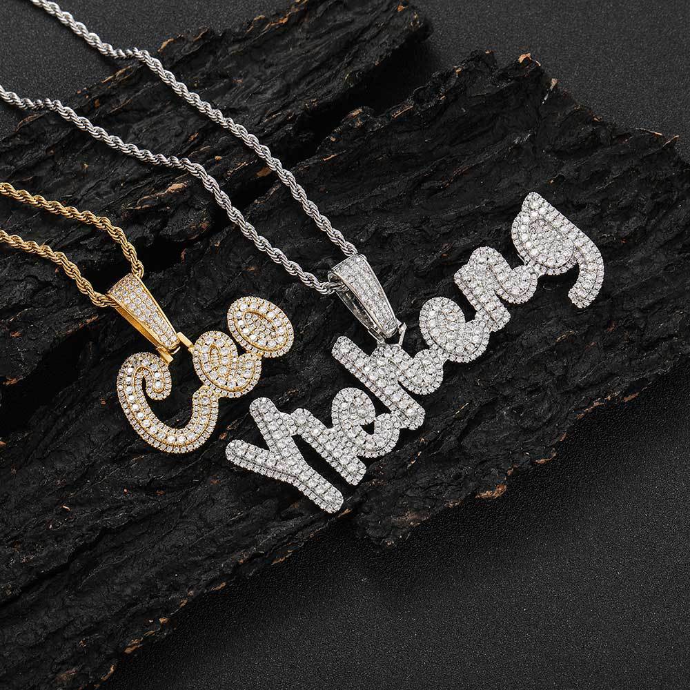 TopBling Hip Hop Custom 26 Letters Name Pendant Necklace 18k Real Gold Plated Jewelry