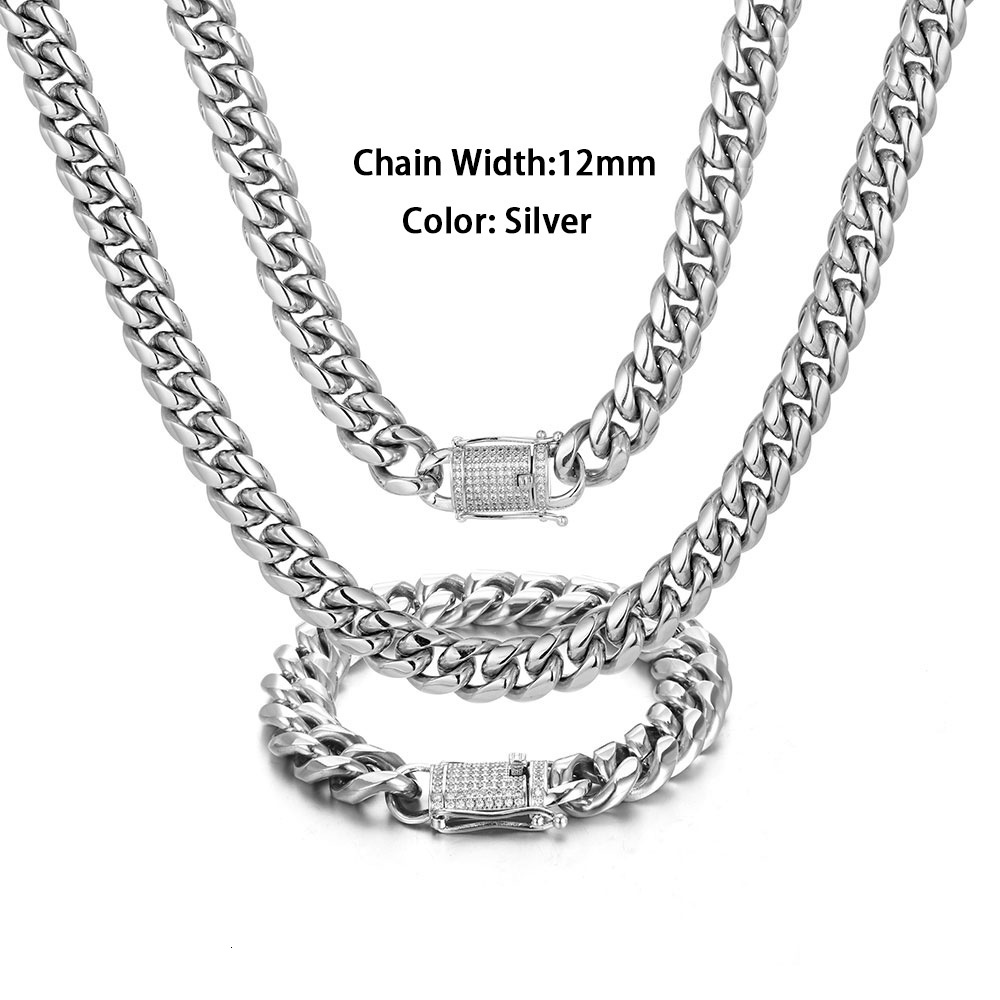 Chokers 12mm Trendy Jewelry 316L Stainless Steel 18k Gold Plated Miami Cuban Curb Link Chain Men Women Necklace 221130