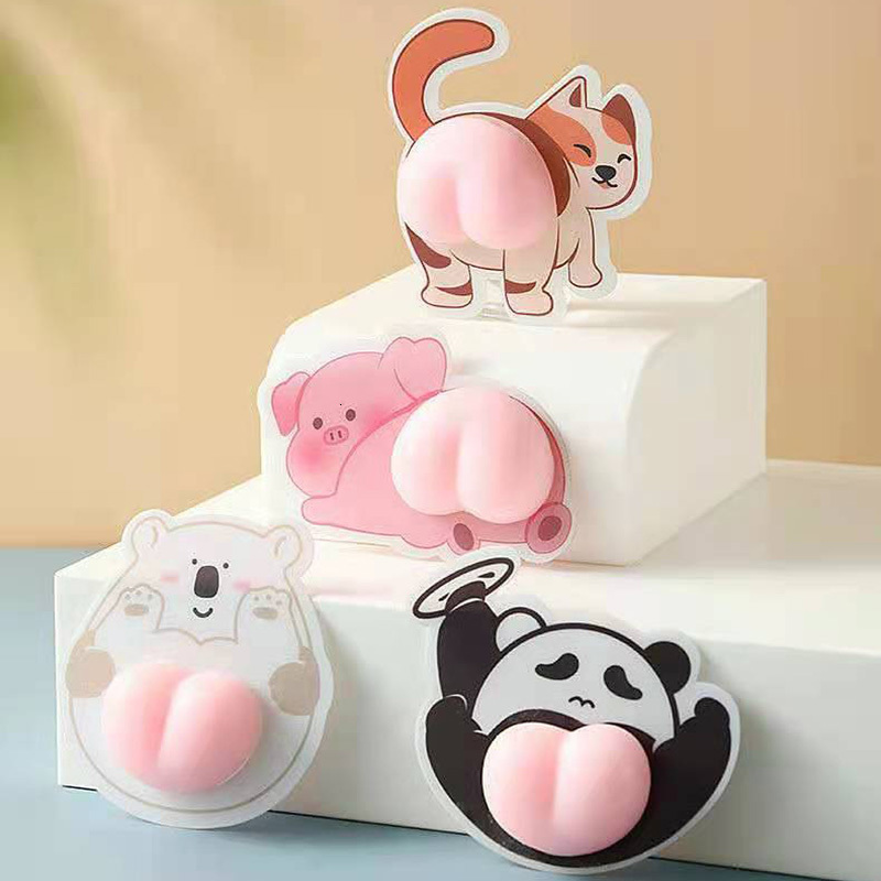 Decompression Toy 4Pcs Cute Peach White Bear Cat Pig Dog Butt Squeeze Fidget Soft Squishy Stress Relief Novelty Kids Adults DIY Bumper Sticker 221129