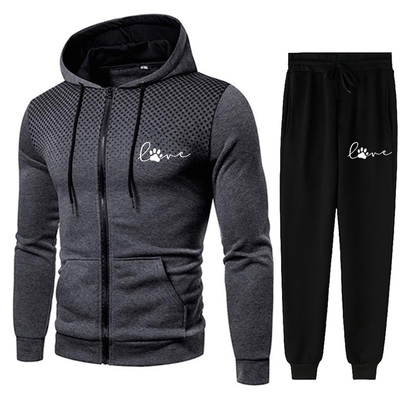 Mens Tracksuits Autumn Winter Tracksuit Set HoodiesSweatpants Fashion Casual Zipper Sportswear Streetwear Male Jackets Plus Size 221130wtt