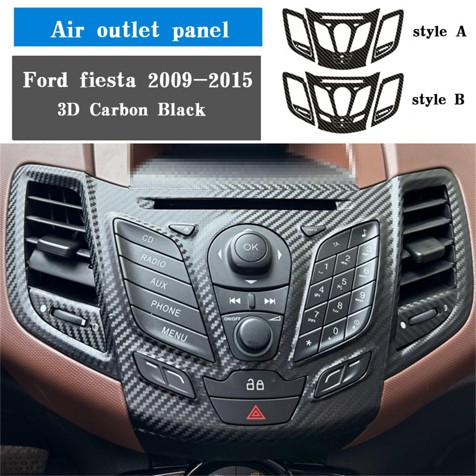 Car Tyre Carbon Fiber For Ford Fiesta 2009-2015 Car Film Interior Stickers Center funny car sticker Console Gear Dashboard Air Door Handle Lift Panel 