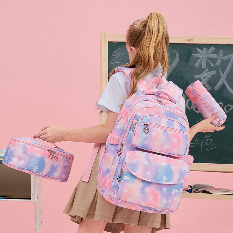 Backpacks 3 Pcs Set School Backpack for Girls Bags Children Waterproof Kids Bookbag Pencil Case Mochila Infantil Lunchbox 221129