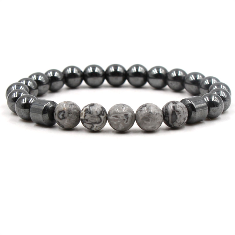 Natural Stone 8mm Hematite Howlite Malachite Tiger eye Beaded Bracelet Bangles Bracelets for Women Yoga Jewelry