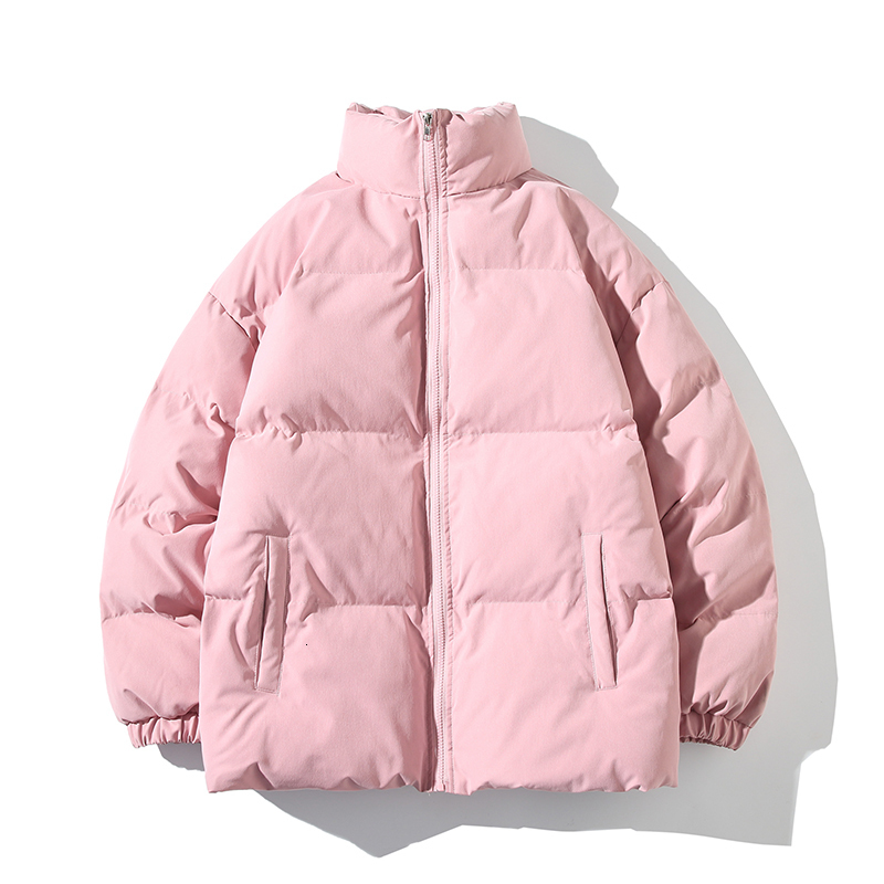 Mens Down Parkas Warm Men Solid Winter Jacket Parka Standing Collar Puffer Jackets Women Thick Black Korean Fashion Bubble Coat Plus Size 221129