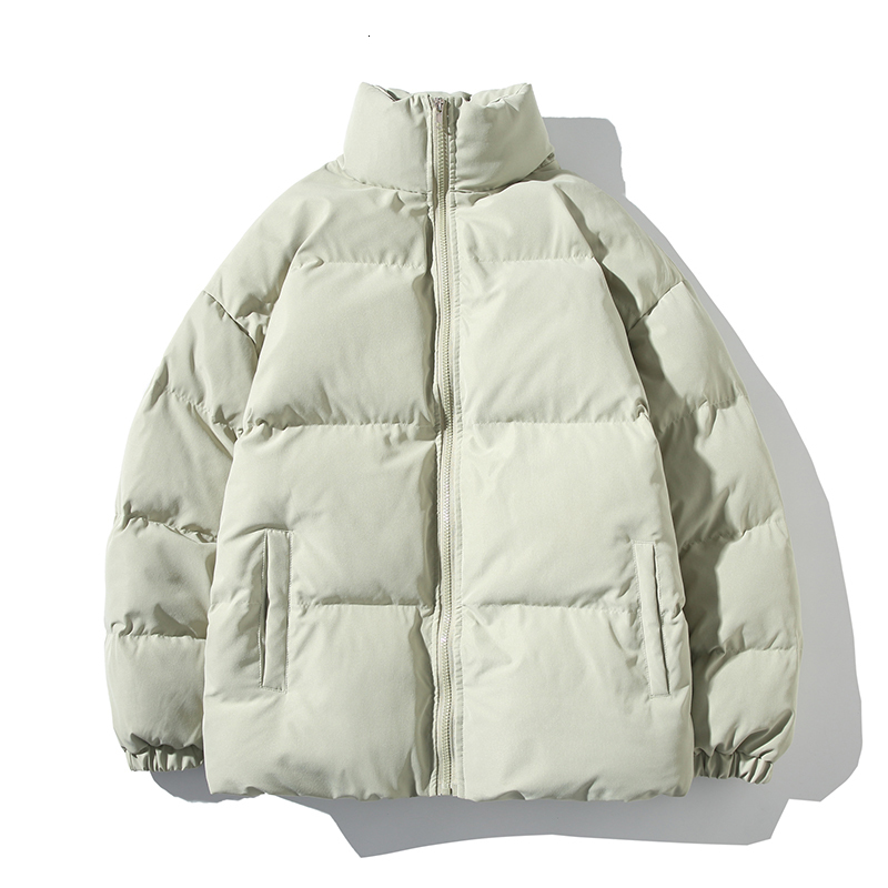 Mens Down Parkas Warm Men Solid Winter Jacket Parka Standing Collar Puffer Jackets Women Thick Black Korean Fashion Bubble Coat Plus Size 221129