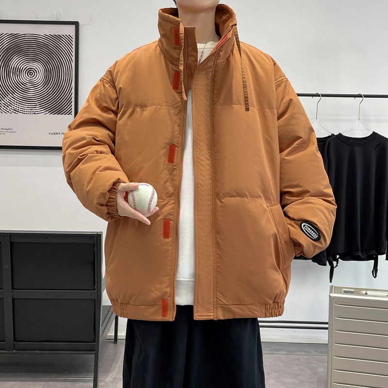 Mens Down Parkas Winter Men Travel Bubble Coat Harajuku Fashion Thicken Cotton Jacket Casual Warm Oversize Puffer Cropped 221129