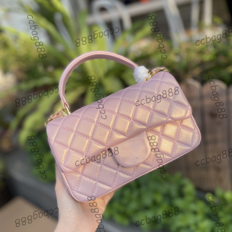 Luxury Designer Classic Mini Quilted Lambskin Bags Top Handle Totes Gold Metal Hardware Matelkasse Chain Crossbody Shoulder Outdoor Sacoche Handbags Purse 20CM