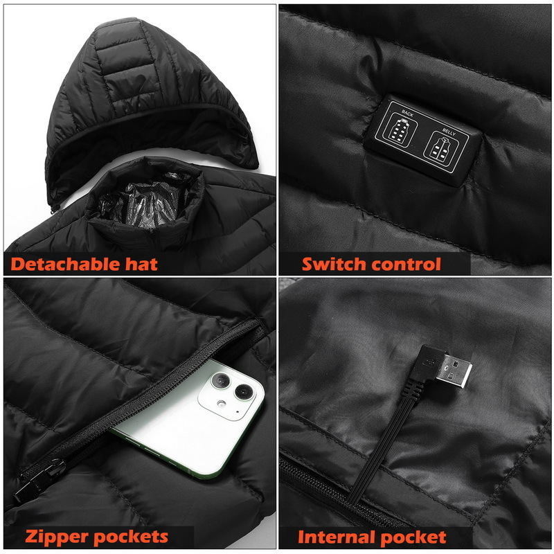 Mens Jackets 15 Heating Areas Electric Coat Usb Charging Thermal Warm Jacket Heated Hooded Outdoor Sportswear 221129