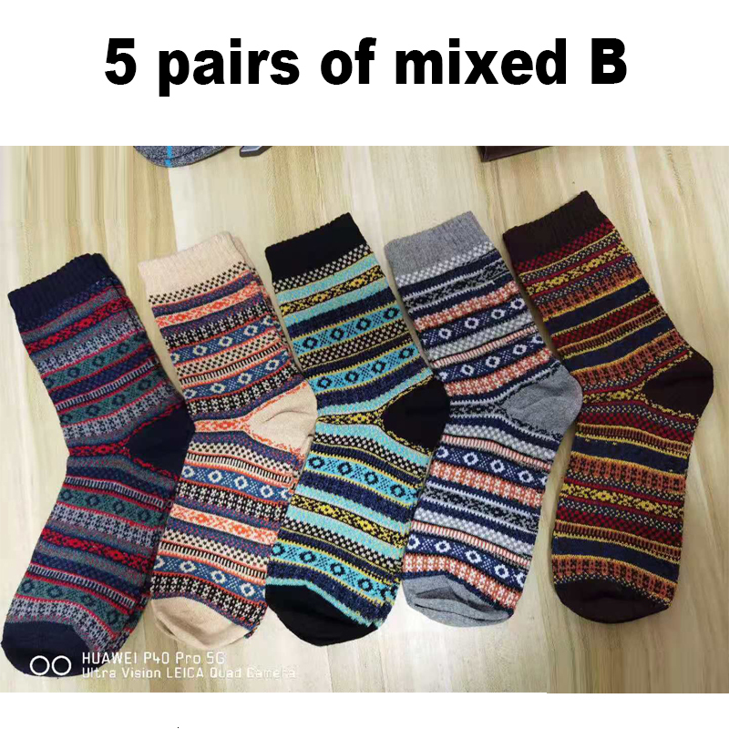 Mens Socks 10PCS5Pairs Autumn Winter Men Thicken Warm Harajuku Retro Fashion Casual Wool High Quality Cotton Wholesale Snow Sock 221130