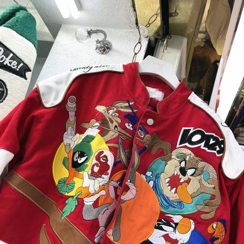 Women s Jacket Cartoon Embroidery Harajuku Patch Coat Winter Warm Baseball Female Streetwear Hip Hop Loose Outwear 221130
