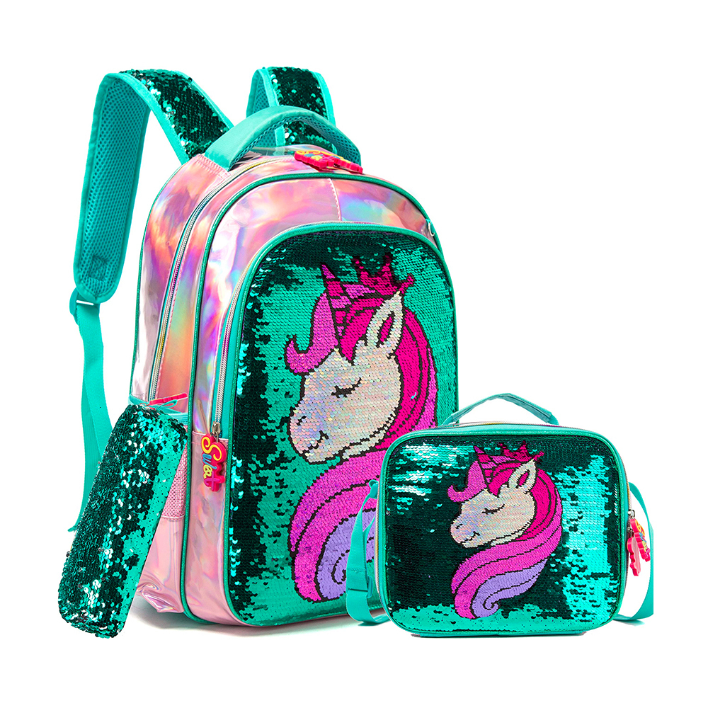 Backpacks BIKAB Unicorn School Bag Double Sided Sequin Set Lightweight Kawaii Girl Supplies for Girls 221129
