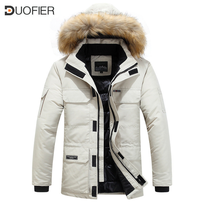 Mens Down Parkas Winter White Duck Male Casual Thick Warm Puffer Jacket Big Fur Hooded Windbreaker Jackets Detachable Hat Coats 221129