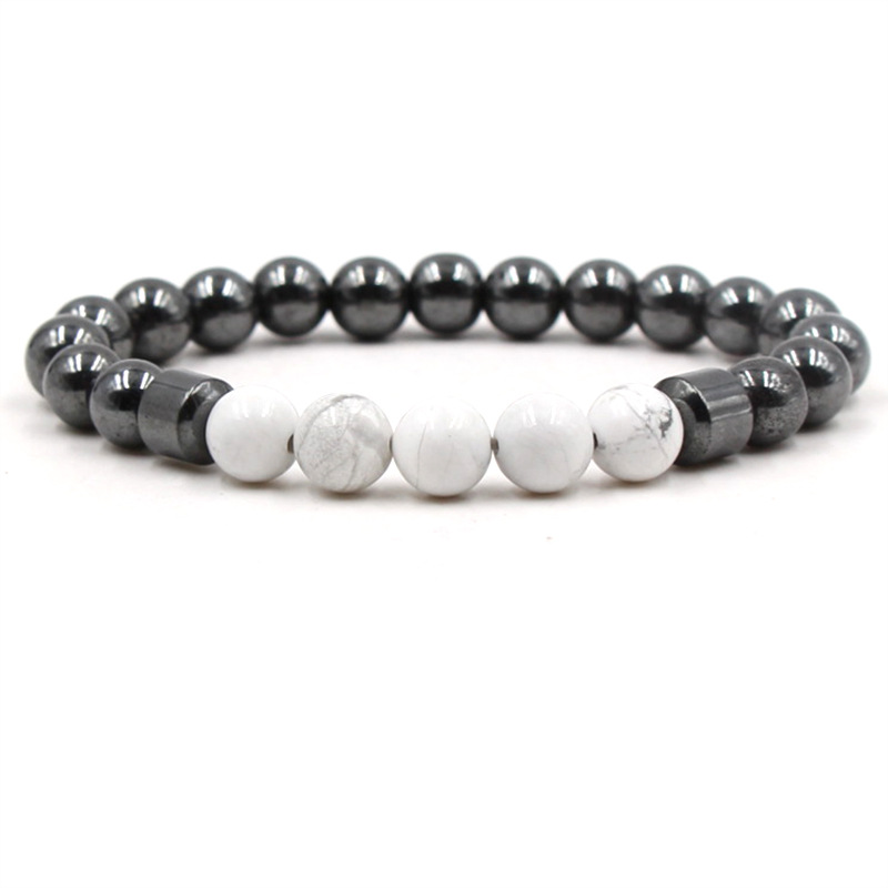 Natural Stone 8mm Hematite Howlite Malachite Tiger eye Beaded Bracelet Bangles Bracelets for Women Yoga Jewelry
