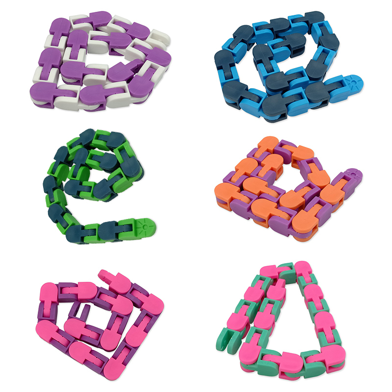 Decompression Toy 24 Knots Wacky Tracks Snap And Click Fidget Antistress Chain For Children Kids Bike Stress Relief Adult Sensory Gifts 221129