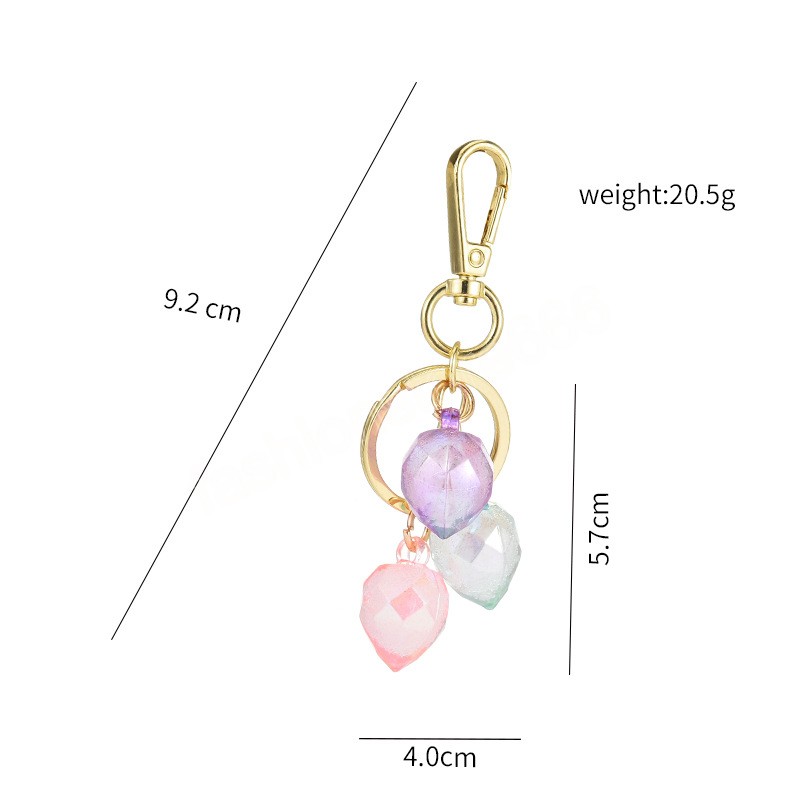Acrylic Faceted Gems Three-piece Keychain Pendant Car Key Accessories Key Ring Women Girls Small Gifts
