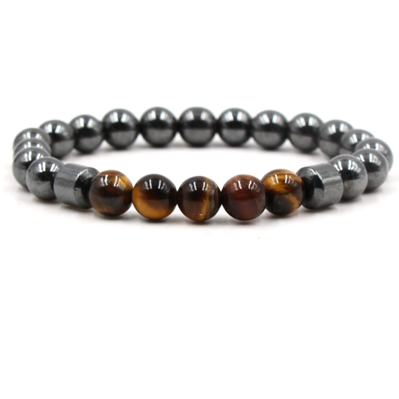 Natural Stone 8mm Hematite Howlite Malachite Tiger eye Beaded Bracelet Bangles Bracelets for Women Yoga Jewelry