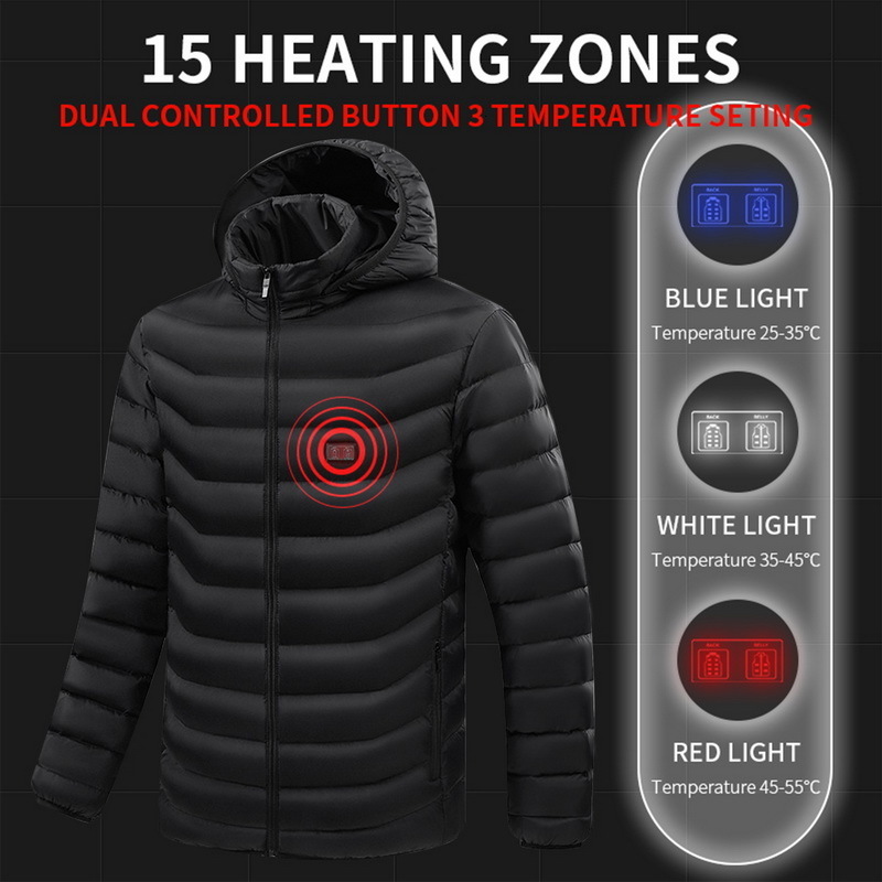 Mens Jackets 15 Heating Areas Electric Coat Usb Charging Thermal Warm Jacket Heated Hooded Outdoor Sportswear 221129
