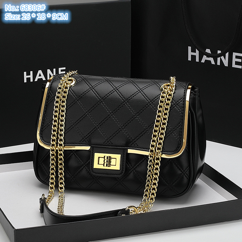 Wholesale factory ladies shoulder bags elegant atmosphere black leather handbag classic sewing plaid chain bag flip metal edge fashion coin purse, Black-68306#
Wholesale factory ladies shoulder bags elegant atmosphere black leather handbag classic sewing plaid chain bag flip metal edge fashion coin purse, Black-68306#