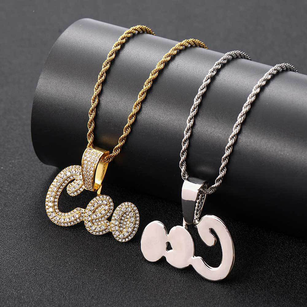 TopBling Hip Hop Custom 26 Letters Name Pendant Necklace 18k Real Gold Plated Jewelry