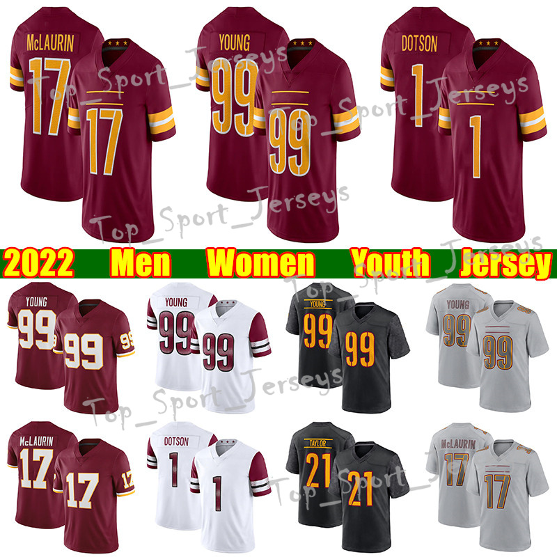 Commanders 1 Jahan Dotson 99 Chase Young Football Jersey Carson Wentz Terry McLaurin Antonio Gibson Davis Samuel Taylor Heinicke Montez Sweat jerseys, Yellow youth
Commanders 1 Jahan Dotson 99 Chase Young Football Jersey Carson Wentz Terry McLaurin Antonio Gibson Davis Samuel Taylor Heinicke Montez Sweat jerseys, Yellow youth