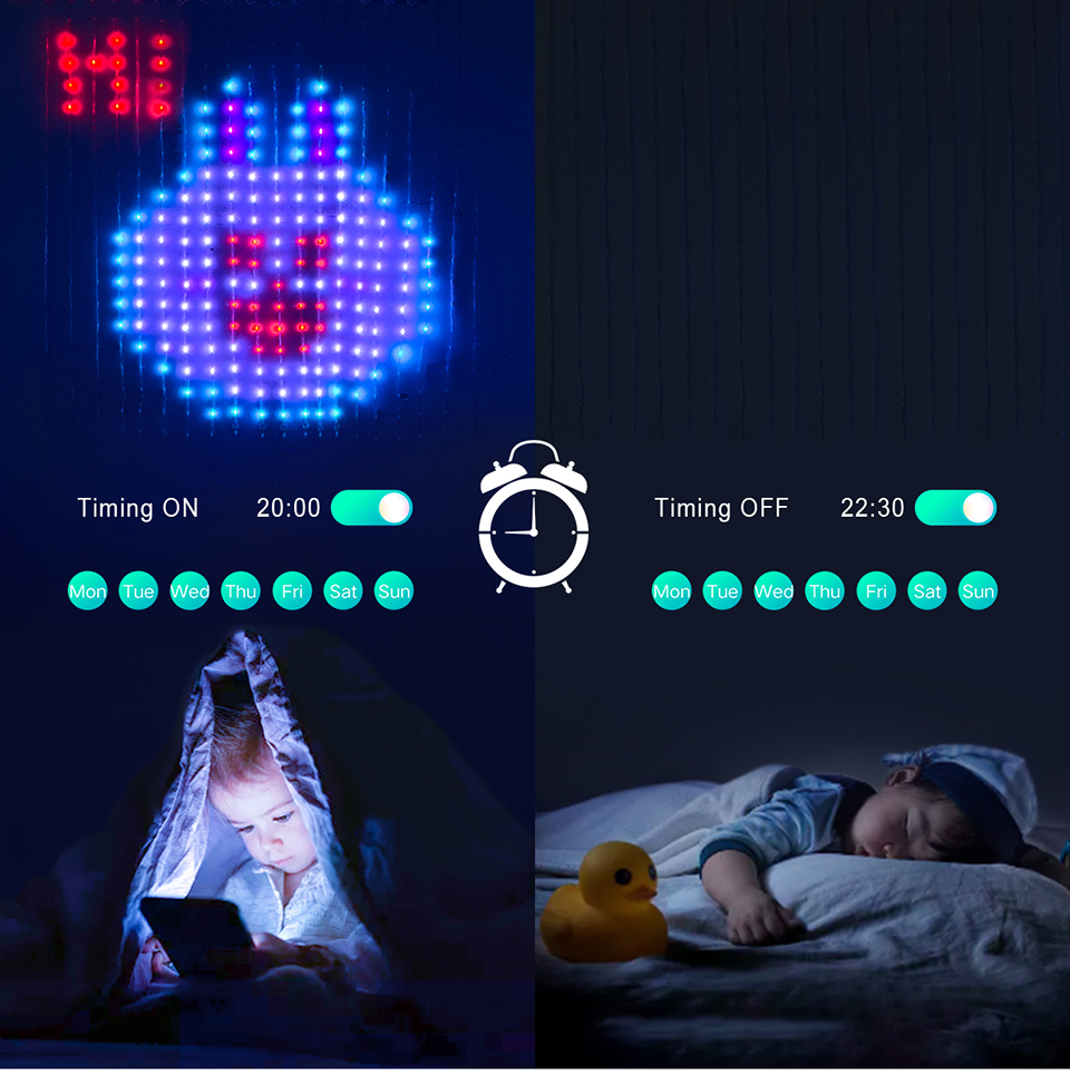 Curtain String Light RGBIC Dream Color Text Programmable Smart Bluetooth LED Window Fairy Lights For Christmas Wedding Bedroom Decor