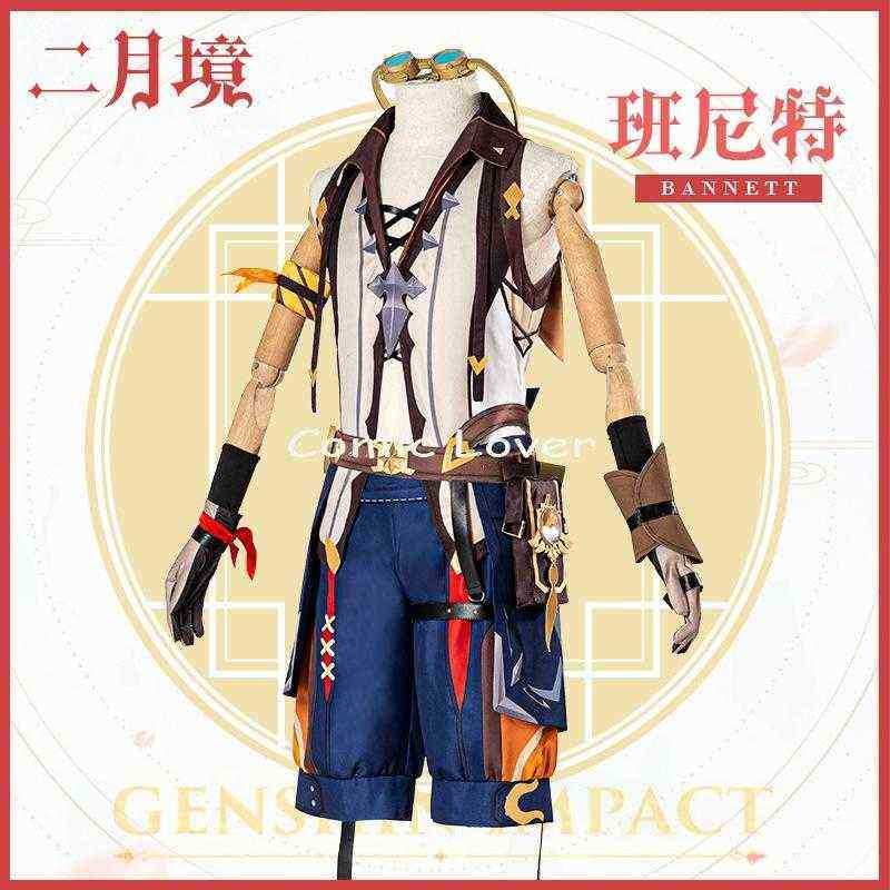 Game Genshin Impact Bennett Cosplay Costume Halloween Party Uniform Wig Carnival Accessories J220712 J220713
