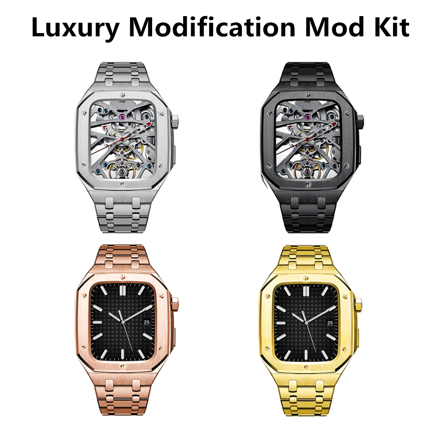 Luxury Modification Mod Kit Link Bracelet Straps AP Armor Integrated Case Watchband Butterfly Clasp Steel Band Fit iWatch Series 8 7 6 SE 5 4 For Apple Watch 44mm 45mm 
Luxury Modification Mod Kit Link Bracelet Straps AP Armor Integrated Case Watchband Butterfly Clasp Steel Band Fit iWatch Series 8 7 6 SE 5 4 For Apple Watch 44mm 45mm