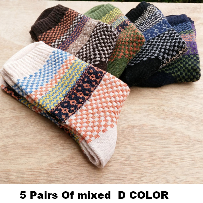 Mens Socks 10PCS5Pairs Autumn Winter Men Thicken Warm Harajuku Retro Fashion Casual Wool High Quality Cotton Wholesale Snow Sock 221130