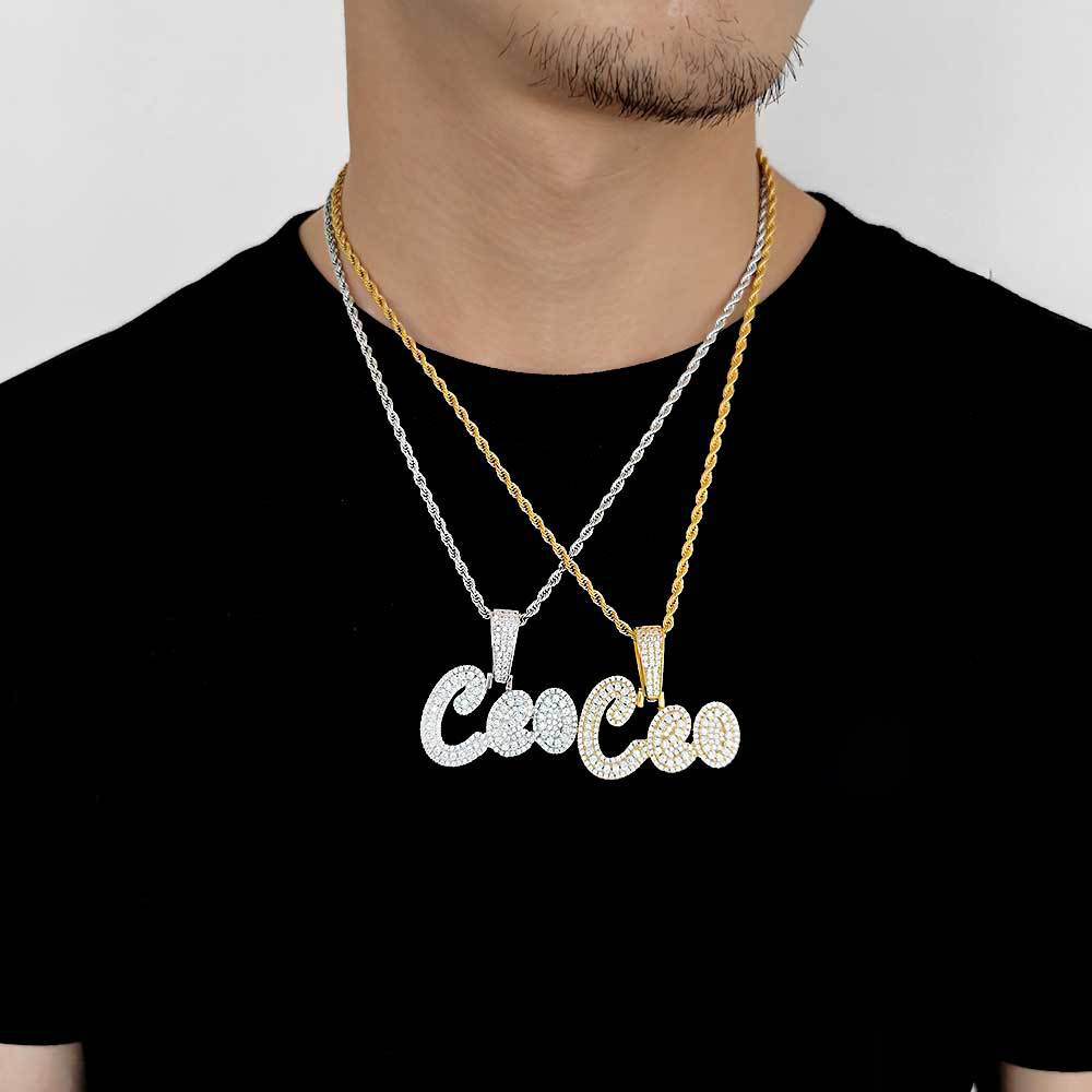 TopBling Hip Hop Custom 26 Letters Name Pendant Necklace 18k Real Gold Plated Jewelry