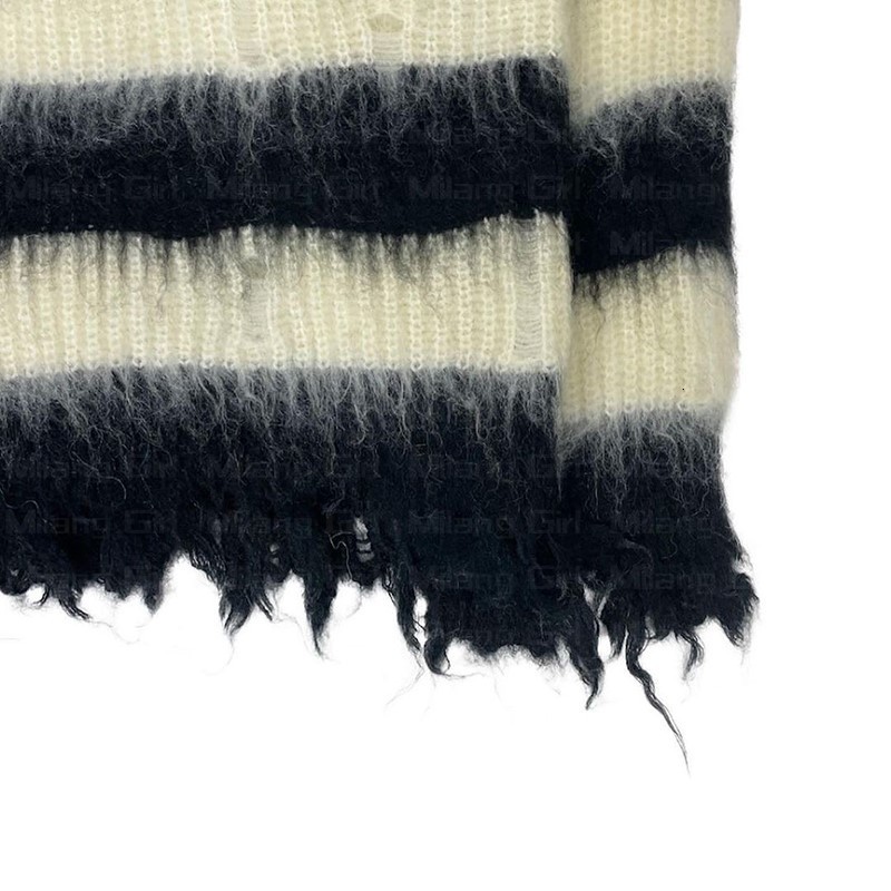 Women's Sweaters Vintage Classic Mohair Stripes Star Streetwear gothic punk rock Sweater Men Women Loose Pullover Harajuku Cotton knit sweater 22