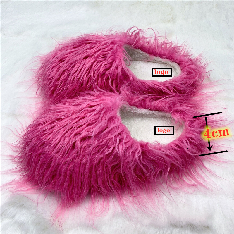 Slippers Fur Slippers Women Round Toe Mongolian Fur Slides Woman Shoes Women Flat Half Slippers 220913