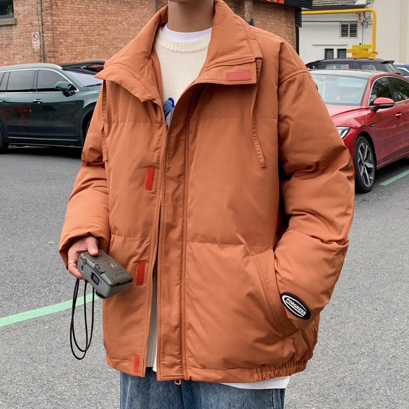 Mens Down Parkas Single Road Winter Jacket Fashion Korean High Collar Warm Cotton Padded Coat Male Zipper Casual s 221129