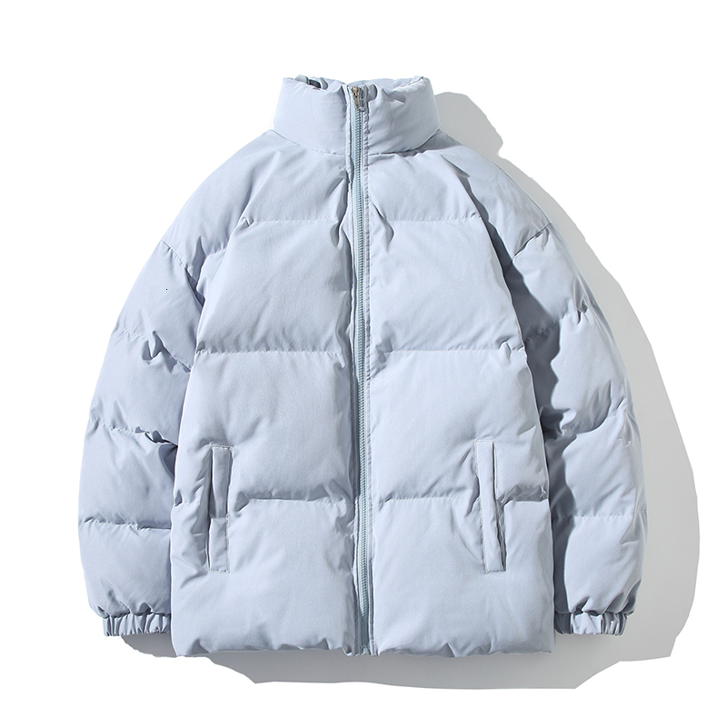 Mens Down Parkas Warm Men Solid Winter Jacket Parka Standing Collar Puffer Jackets Women Thick Black Korean Fashion Bubble Coat Plus Size 221129
