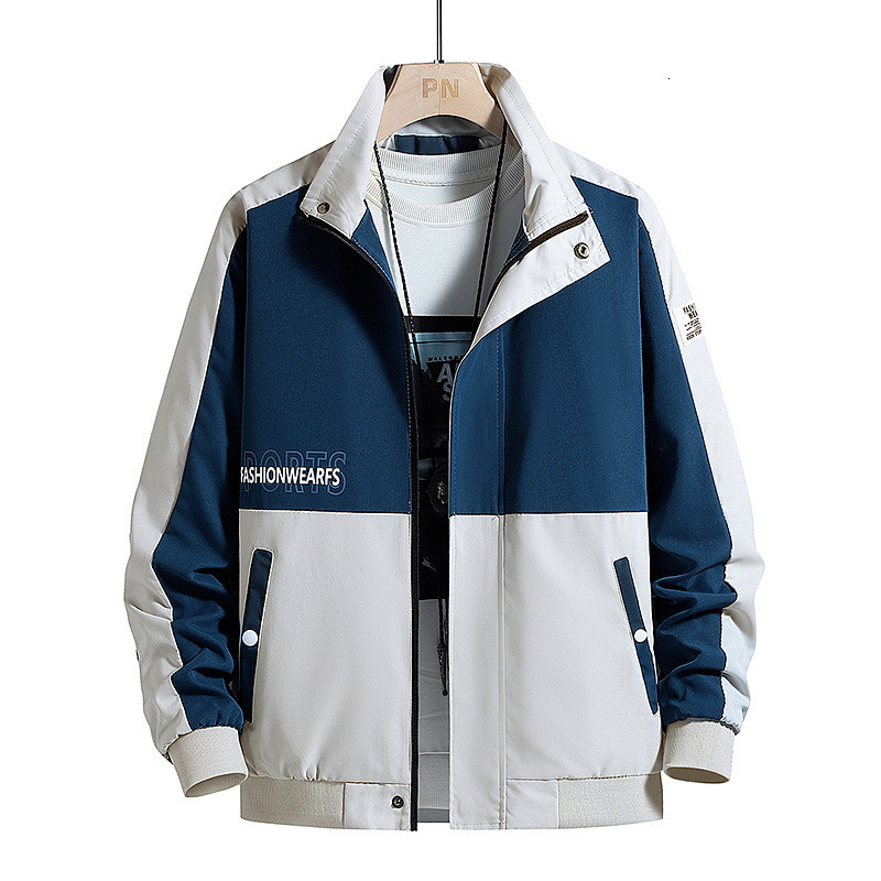 Mens Jackets spring mens standup collar loose jacket handsome color matching tooling casual trend 221129