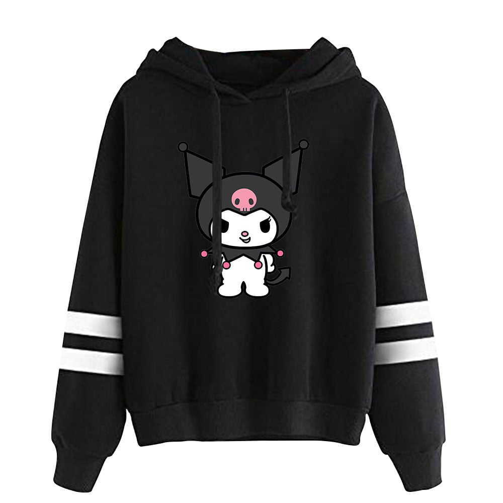 Kuromi Anime Onegai My Melody Merch Hoodies Pocketless Parallel Bars Sleeve Sweatshirt Woman Man Clothes
