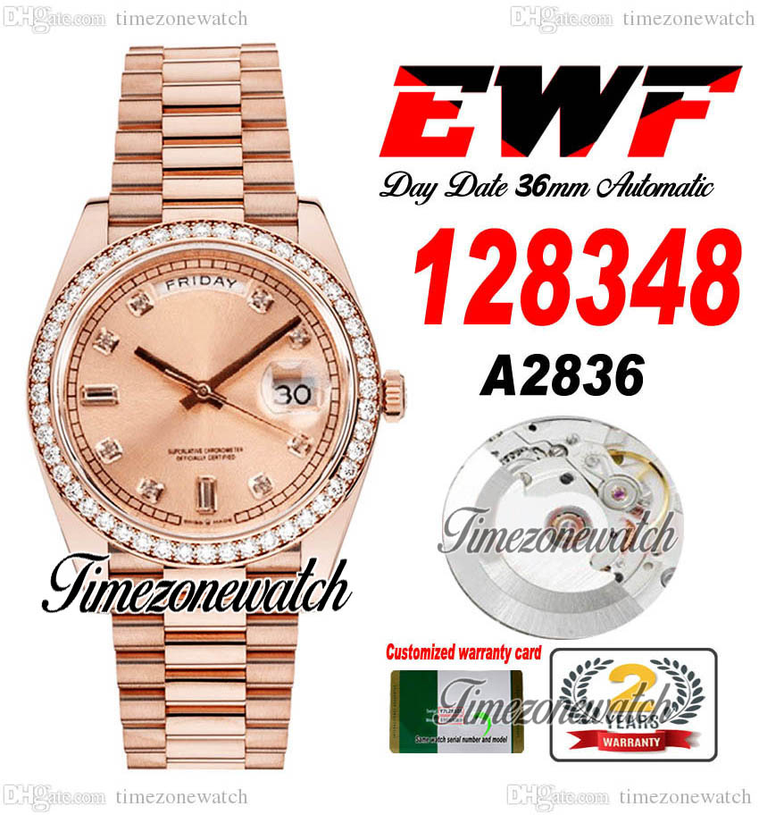 EWF 36 DayDate 128348 A2836 Automatic Mens Watch Rose Gold Diamonds Bezel Champagne Diamond Dial OysterSteel Bracelet Same Serial Card Super Edition Timezonewatch, Custom warranty card
EWF 36 DayDate 128348 A2836 Automatic Mens Watch Rose Gold Diamonds Bezel Champagne Diamond Dial OysterSteel Bracelet Same Serial Card Super Edition Timezonewatch, Custom warranty card