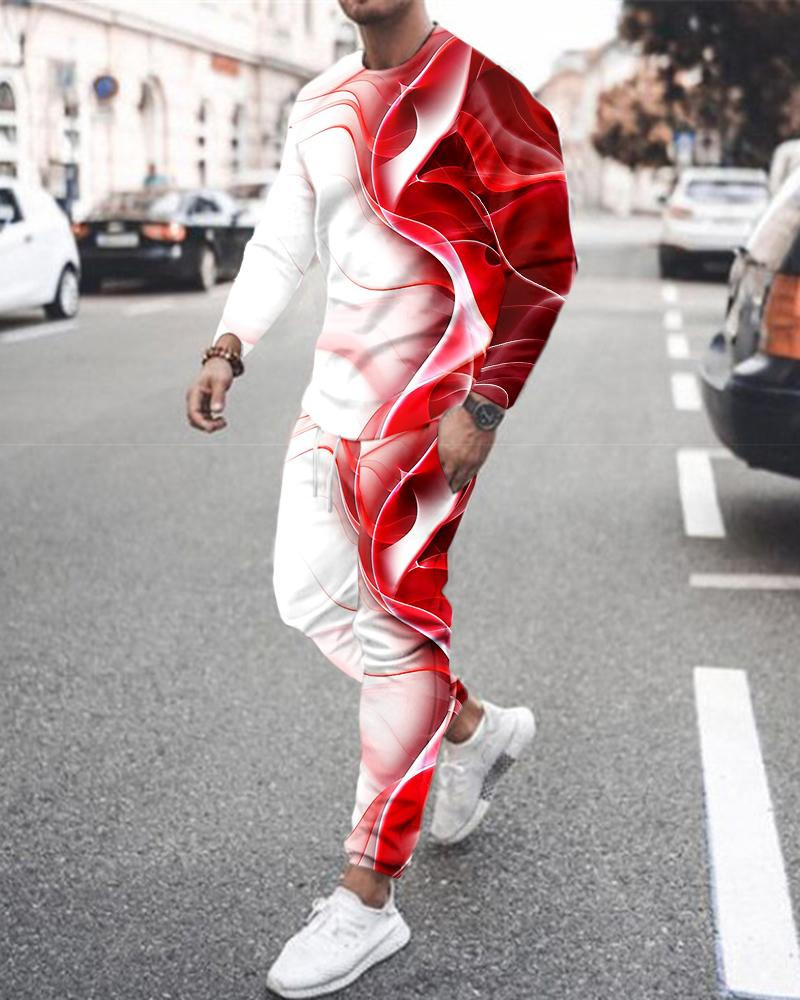 Men's Tracksuits Men's Tracksuit Sets Casual 2 Piece Set Outfits Fashion Long Sleeves TShirt Pants Suit Summer Sportswear Men Clothing 22093