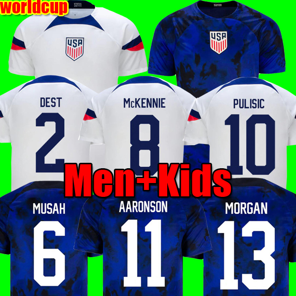 PULISIC DEST McKENNIE world cup Soccer Jersey 2022 AARONSON MUSAH usAS MORGAN RAPINOE WEAH America Football Shirt United States LAVELLE MEN KIDS SETS KITS, Home patch
PULISIC DEST McKENNIE world cup Soccer Jersey 2022 AARONSON MUSAH usAS MORGAN RAPINOE WEAH America Football Shirt United States LAVELLE MEN KIDS SETS KITS, Home patch