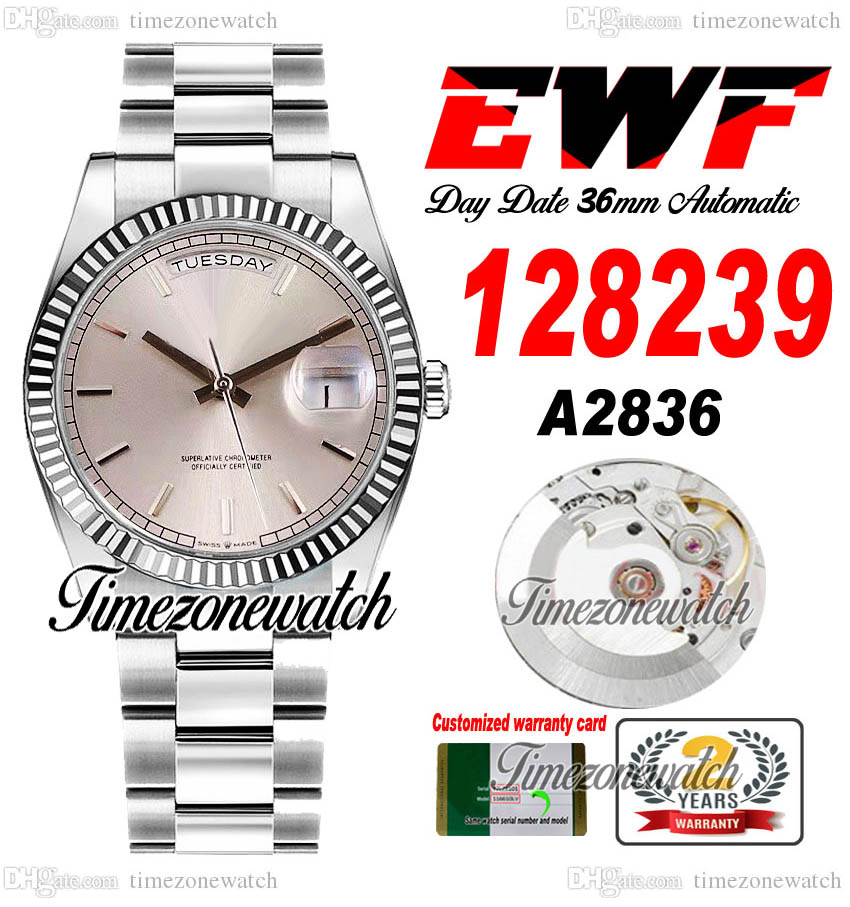 EWF DayDate 36mm 128239 A2836 Automatic Mens Watch Eta Silver Dial Stick Markers OysterSteel Bracelet Same Serial Card Super Edition Timezonewatch E5, Custom warranty card
EWF DayDate 36mm 128239 A2836 Automatic Mens Watch Eta Silver Dial Stick Markers OysterSteel Bracelet Same Serial Card Super Edition Timezonewatch E5, Custom warranty card