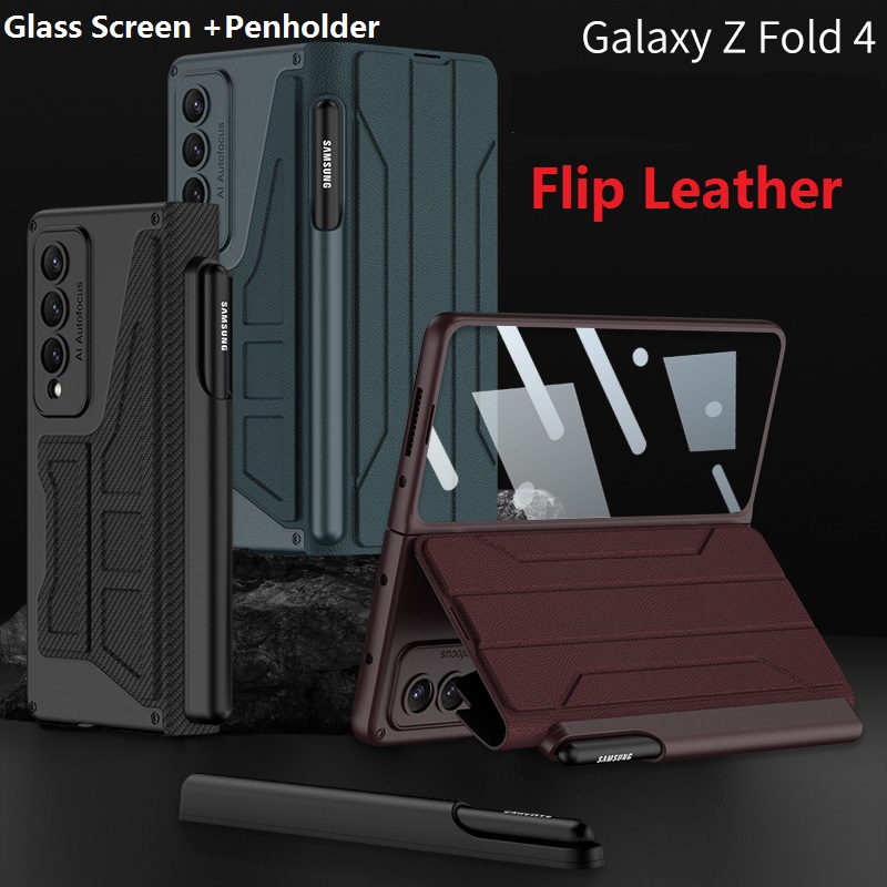 Detachable Pen Holder Cases For Samsung Galaxy Z Fold 4 5G Case With Glass Film Screen Flip Card Leather Cover, Lichee black
Detachable Pen Holder Cases For Samsung Galaxy Z Fold 4 5G Case With Glass Film Screen Flip Card Leather Cover, Lichee black